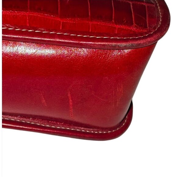 Vintage Y2K Brighton Red Croc Leather Silver Heart Charm Shoulder Bag - Picture 3 of 8